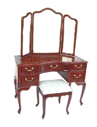 Rosewood Queen Ann Legs Dressing table with mirror and stool